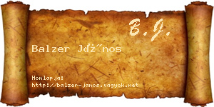 Balzer János névjegykártya